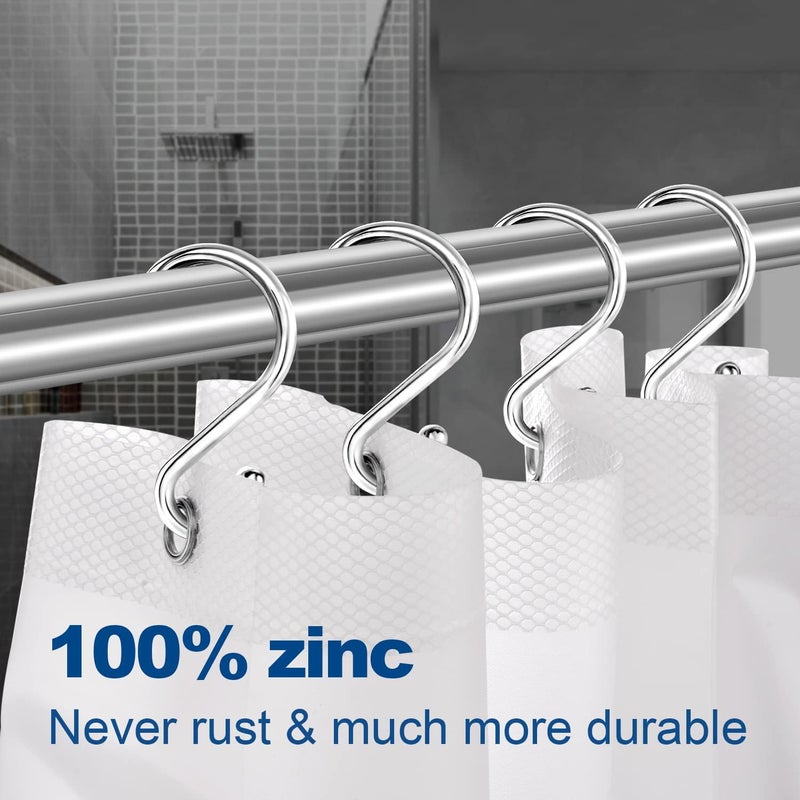 TOPROD Shower Curtain Hooks Rings, Stainless Steel S Shaped Shower Hooks Rust Proof, Metal Shower Curtain Hangers for Shower Curtains, Kitchen, Wardrobe & Garden, Chrome, Set of 12 - Image 2